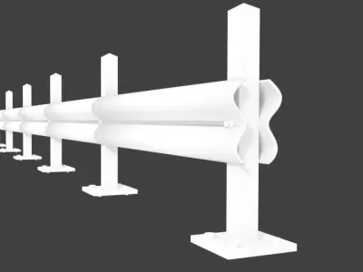 Road Safety Barrier guard rail 3D model