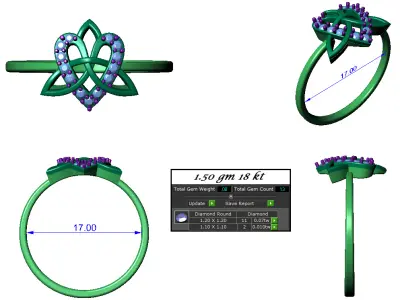 Diamond light gold ring 3D print model