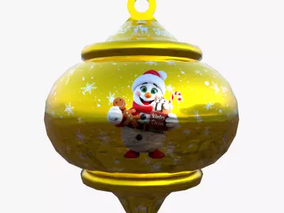 Playful Snowman Holiday Bauble 3D Model PBR Ready Low-poly 3D model