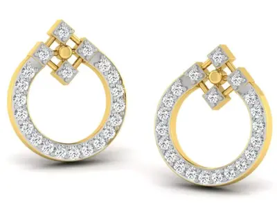 Gold Diamond Women Earring 3D print Model 3D print model 119