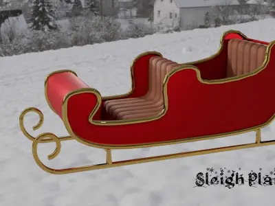 Santa Claus Sleigh Low-poly 3D model