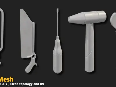 29 Medieval Tools Base Mesh Bundle
