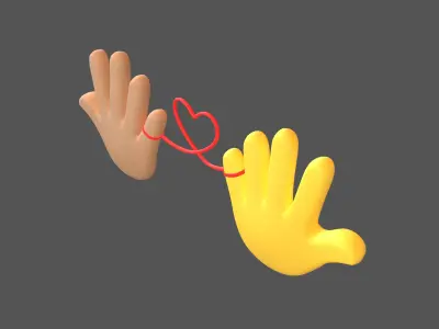 Hand with Red Line Icon v1 022 Low-poly 3D model