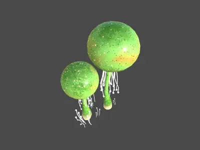 Fantasy Mushroom E09 Green Orange - Scene Backdrop Design Low-poly 3D model