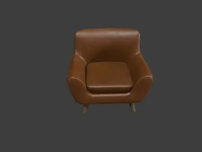 Brown Leather Armchair Low-poly 3D model