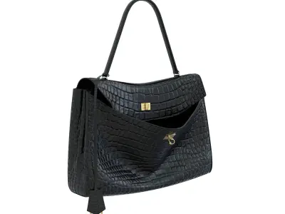 Balenciaga Rodeo Bag Crocodile Black Low-poly 3D model