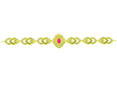 Delicate Chain Style Gold Ring with Pink Gemstone for Women 6487 3D print model