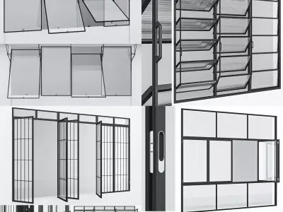 Collection Aluminium window x4 2 3D Model Pack