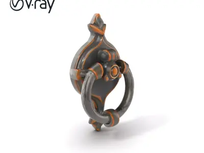 Rustic Iron Door Knocker Ring Style model pack Low-poly 3D model