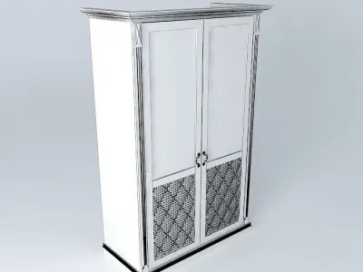 closet wooden cabinet with glass doors Free 3D model