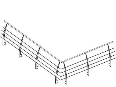 curved post metal railing Free 3D model