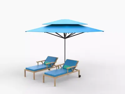 Recreation chair and umbrella  3D model