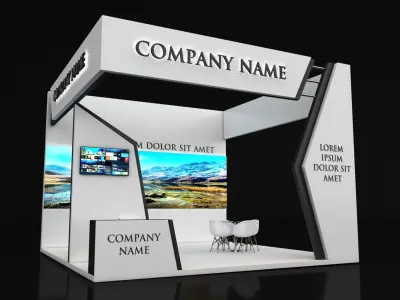 Booth Exhibition Stand Stall 6X6m Height 450 cm 3 Side Open 3D model