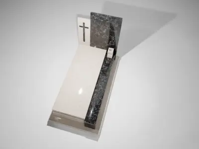 Marble tombstone in two colors Low-poly 3D model