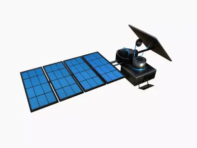 Satellite J05 Steel Blue - SciFi Space Design Low-poly 3D model
