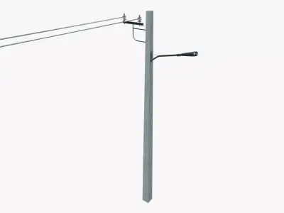 Electric Pole With Light 3D model
