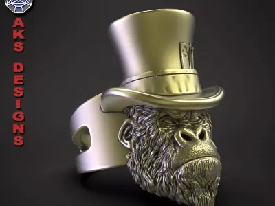 Animal ring jewelry Magician guerilla v153 Updated 3D print model