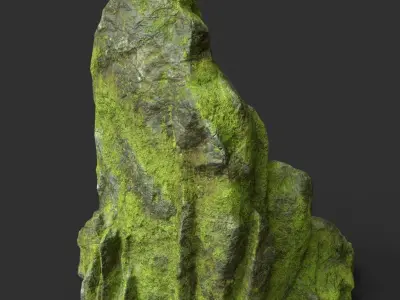 Low poly Medium Size Jungle Rock Low-poly 3D model