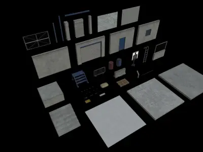 Lowpoly FPS Modular Map Kit Low-poly 3D model