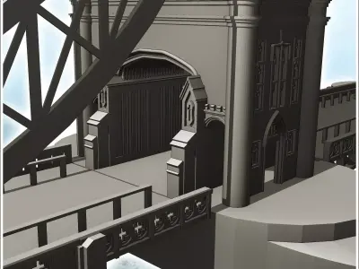 Tower Bridge over the Thames London United Kingdom - Modern WW2  3D print model