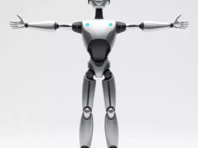Humanoid Silver Robot model pack Low-poly 3D model