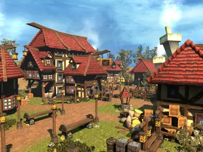 Cartoon Village 3D model