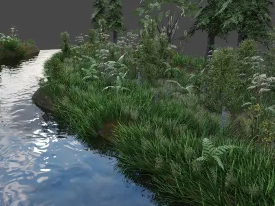 Scene river in forest 3D model