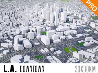 Los Angeles Downtown Center  City Town USA California Low-poly 3D model