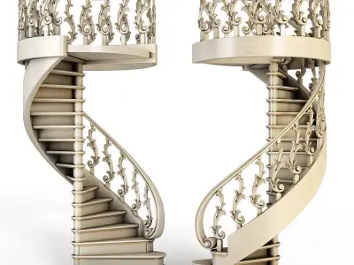 Stairs two spiral staircases 3D model