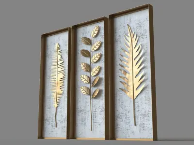 Deco 79 Contemporary Metal Leaves Wall Decor 3D model