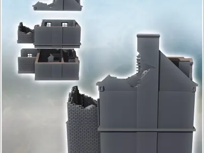 Two-story building with baroque-style roof windows and rear anne 3D print model purchase