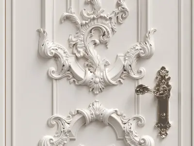 2 carved classic doors 3D model