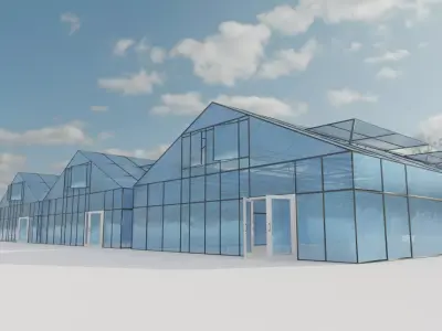 Hydroponic Greenhouse Low-poly 3D model