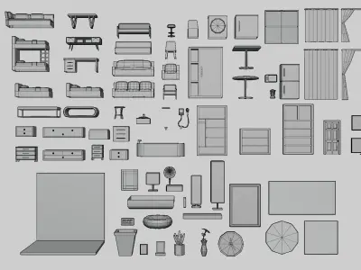Home Furniture Packs Low-poly 3D model