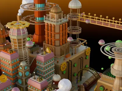 Machine Town Low Poly Low-poly 3D model
