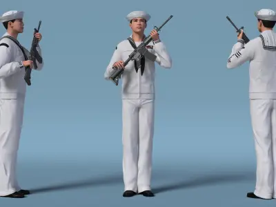  US Navy Asian Sailor with Rifle 