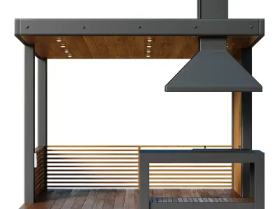 Modern gazebo with summer kitchen 1 3D model