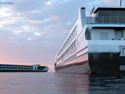  Modern River Cruise Ship White Simplified 