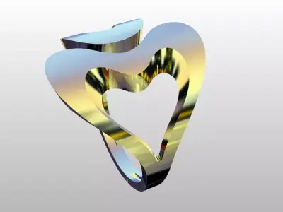 Modern Sculptural Adjustable Ring Heart 3DM STL 3D print model