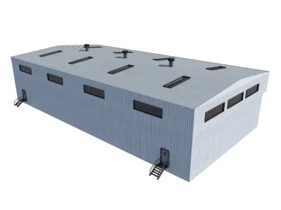 industrial building warehouse 4 Low-poly 3D model
