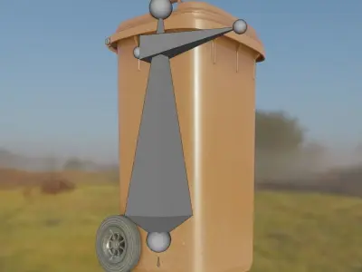 Rigged Organic Waste Bin 120L -Low-Poly-Version- Low-poly 3D model