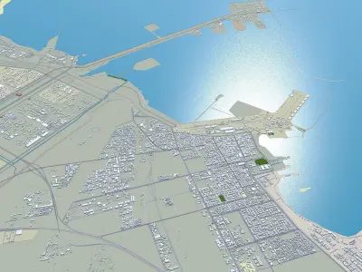Al Jubail and Fanateer Beach Saudi Arabia Low-poly 3D model