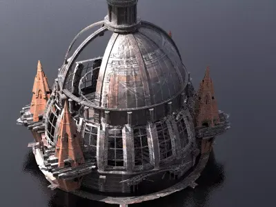Volcano Tower castle Ruin 2 3D model