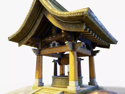 Japanese Old Shrine Holy Water Well Low-poly 3D model