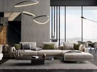 Interior scene living room 09 3D model