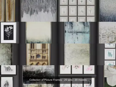 Collection of Picture Frames - 20 sets 3D Model Pack 20