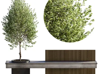  Bench with Plants - Urban Furniture 05 3D model