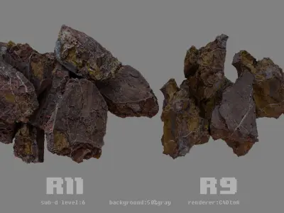 tripple red rock set Low-poly 3D model