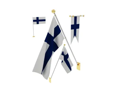 Flags of Finland 3D model