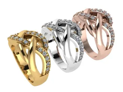 Ring234 infinity ring with diamonds 3D print model